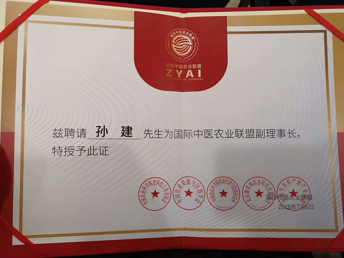 中国工程院院士印遇龙为生态农业专家孙建颁发国际中医农业联盟副理(图3)